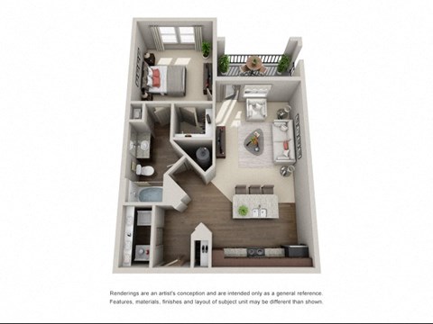 Floor plan for 1 bed, 1 bath, 818 sqft